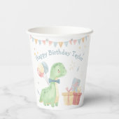 Gobelets En Papier Joyeux anniversaire Dinosaur fête (Verso)
