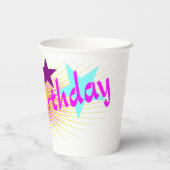 Gobelets En Papier Joyeux anniversaire et étoiles - (Verso)