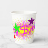 Gobelets En Papier Joyeux anniversaire et étoiles - (Gauche)