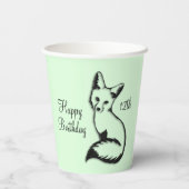 Gobelets En Papier Joyeux Anniversaire Fox w Age Green (Verso)