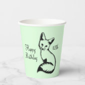 Gobelets En Papier Joyeux Anniversaire Fox w Age Green (Recto)