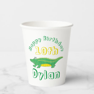 Gobelets En Papier Joyeux anniversaire Gator Alligator Crocodile Croc
