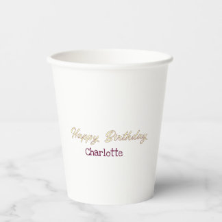 Gobelets En Papier joyeux anniversaire jaune marron pastel moderne te
