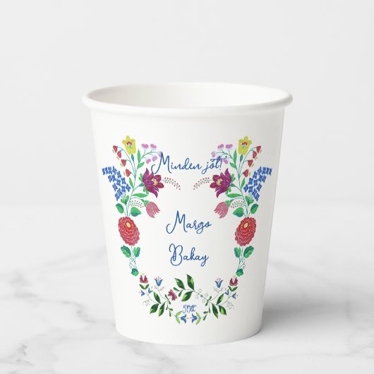 Gobelets En Papier Joyeux Anniversaire Kalocsai Flower Folk Art (Verso)