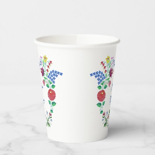 Gobelets En Papier Joyeux Anniversaire Kalocsai Flower Folk Art (Gauche)