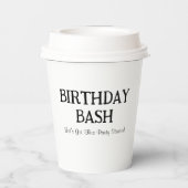 Gobelets En Papier Joyeux anniversaire | Nom Sweet sixteen noir et bl (Verso)