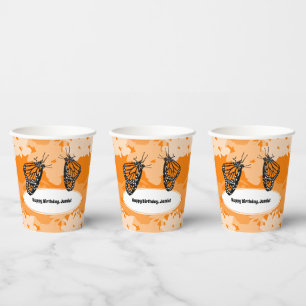 Gobelets En Papier Joyeux Anniversaire Orange Monarch Coupes Papier P
