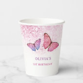 Gobelets En Papier Joyeux anniversaire papillon Fille Anniversaire (Verso)