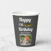 Gobelets En Papier Joyeux anniversaire Pêche Nom de la photo Père Hom (Verso)