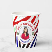 Gobelets En Papier Joyeux Anniversaire Photo Tirures colorées Personn (Recto)