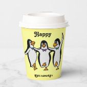 Gobelets En Papier Joyeux anniversaire ! Pingouins dansants amusants (Verso)