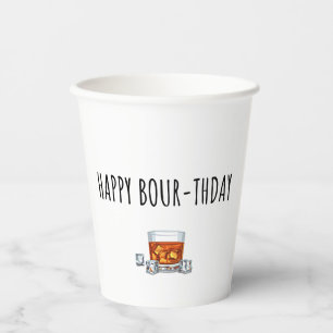 Gobelets En Papier Joyeux anniversaire pour Bourbon Lover