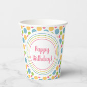 Gobelets En Papier Joyeux anniversaire Rainbow Colours Party (Recto)
