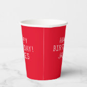 Gobelets En Papier Joyeux Anniversaire rouge blanc nom personnalisé m (Droite)