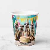 Gobelets En Papier Joyeux anniversaire suricate, (Recto)