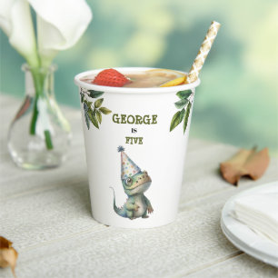 Gobelets En Papier Joyeux Anniversaire Thème Dinosaure Enfants Aquare