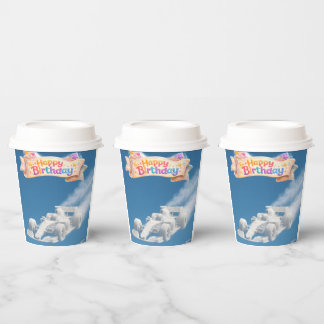 Gobelets En Papier Joyeux anniversaire voiture de course nuage tasse