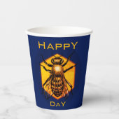 Gobelets En Papier Joyeux B Jour Miel Abeille Cool Marine Abeille Ann (Recto)