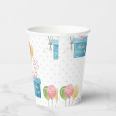 Gobelets En Papier Joyeux Ballons d'anniversaire et boîte cadeau (Droite)