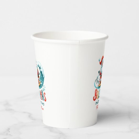 Gobelets En Papier Joyeux Beachmas Père Noël Surfing Retro Design (Droite)