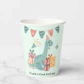 Gobelets En Papier Joyeux Brachiosaurus Dinosaur avec cadeaux d'anniv (Verso)