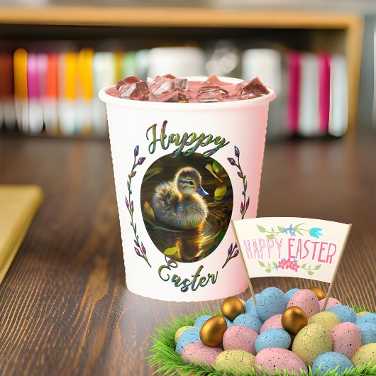 Gobelets En Papier Joyeux canard de Pâques et agneau
