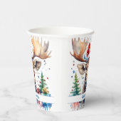 Gobelets En Papier Joyeux Casquette de Noël Moose - (Droite)