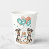 Gobelets En Papier Joyeux Chiens Schnauzer (Recto)