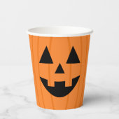 Gobelets En Papier Joyeux Citrouille orange sourire Halloween (Verso)