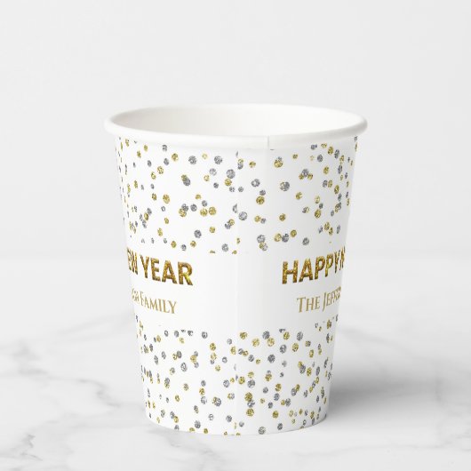 Gobelets En Papier Joyeux Confetti du Nouvel An (Droite)