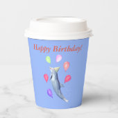 Gobelets En Papier Joyeux dauphin et ballons d'anniversaire (Recto)