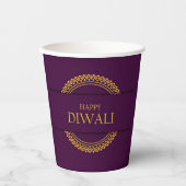 Gobelets En Papier Joyeux Diwali Purple Gold Elegant (Recto)