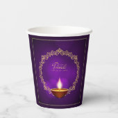 Gobelets En Papier Joyeux Diwali violet (Verso)