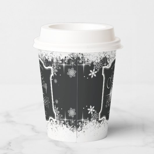 Gobelets En Papier Joyeux et neige brillante Noël ID591 (Droite)