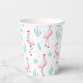 Gobelets En Papier Joyeux Flamant rose de plage Tropical de Noël (Verso)