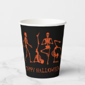 Gobelets En Papier Joyeux Halloween Black Orange Skeleton Party (Verso)