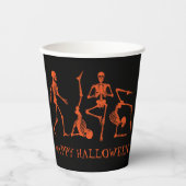 Gobelets En Papier Joyeux Halloween Black Orange Skeleton Party (Recto)