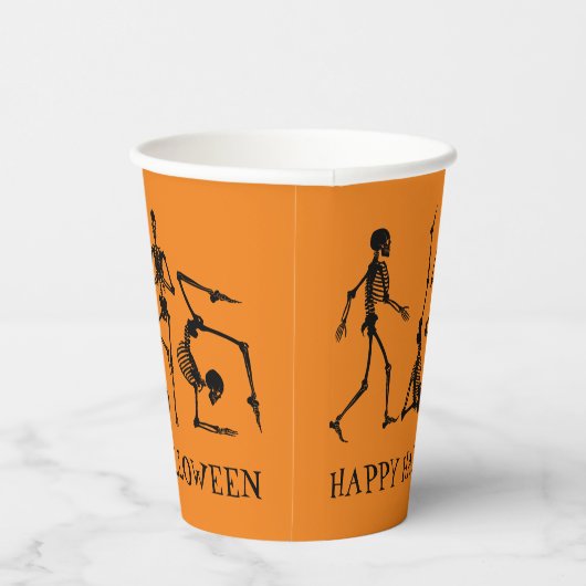 Gobelets En Papier Joyeux Halloween Black Orange Skeleton Party (Droite)