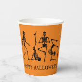 Gobelets En Papier Joyeux Halloween Black Orange Skeleton Party (Recto)
