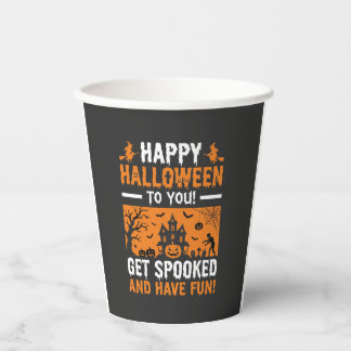 Gobelets En Papier Joyeux Halloween Citation de Maison Hantée Épouvan