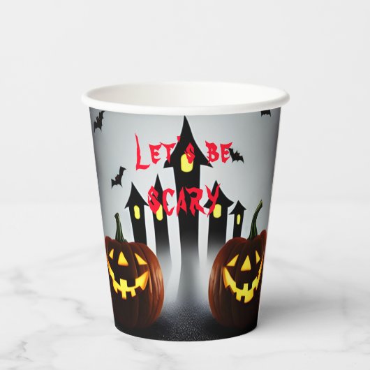 Gobelets En Papier Joyeux Halloween Faisons peur Jack 'o Lantern (Verso)
