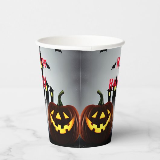 Gobelets En Papier Joyeux Halloween Faisons peur Jack 'o Lantern (Droite)