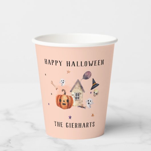 Gobelets En Papier Joyeux Halloween Family Custom Party (Recto)