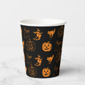 Gobelets En Papier Joyeux Halloween noir orange motif éffrayant (Verso)