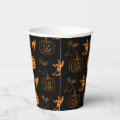 Gobelets En Papier Joyeux Halloween noir orange motif éffrayant (Droite)