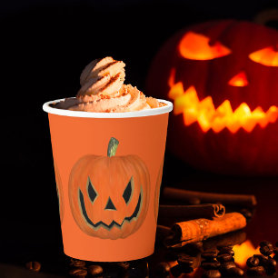 Gobelets En Papier Joyeux Halloween Orange Jack Citrouille Face Party