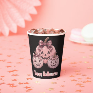 Gobelets En Papier Joyeux Halloween Pinkoween Trio de citrouilles vin