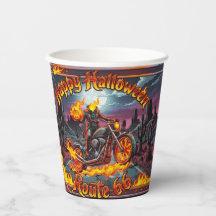 Joyeux Halloween Route 66 Tasses en Papier Motard