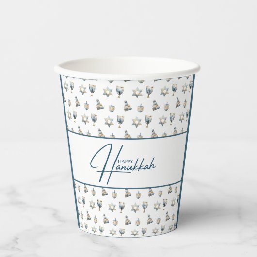 Gobelets En Papier Joyeux Hanukkah (Recto)