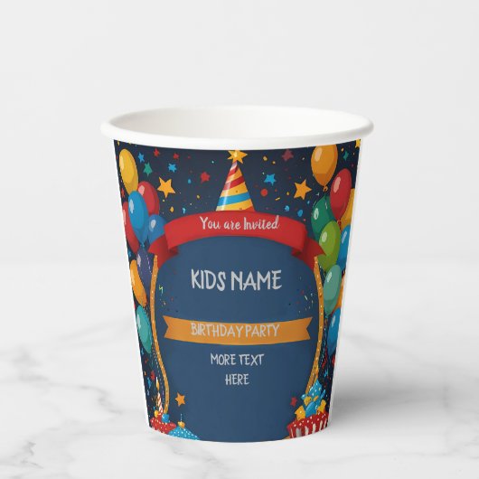 Gobelets En Papier Joyeux Invitation d'anniversaire (Recto)